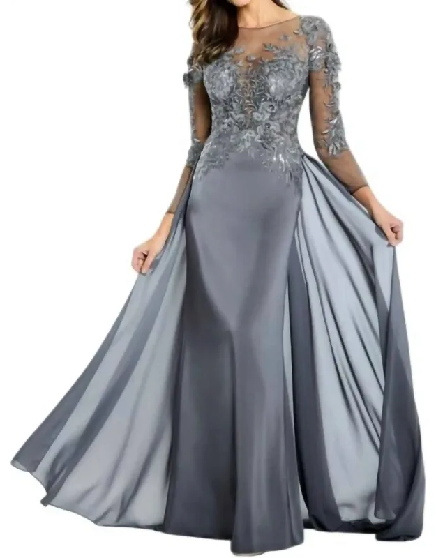 Embroidered Bodice Long Sleeve Dress