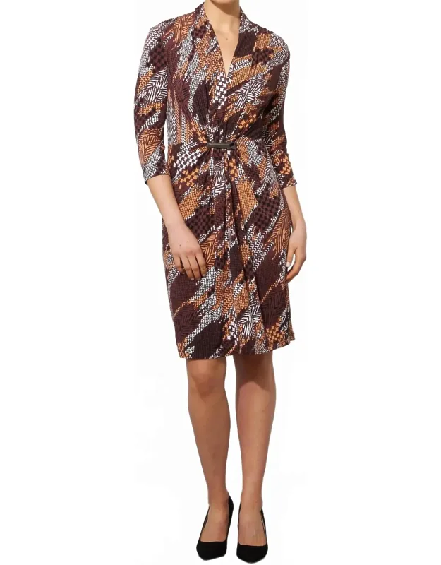 Printed Gathered Front Dress