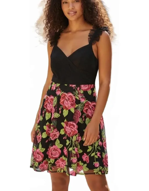 Floral Sequence Accents Dress