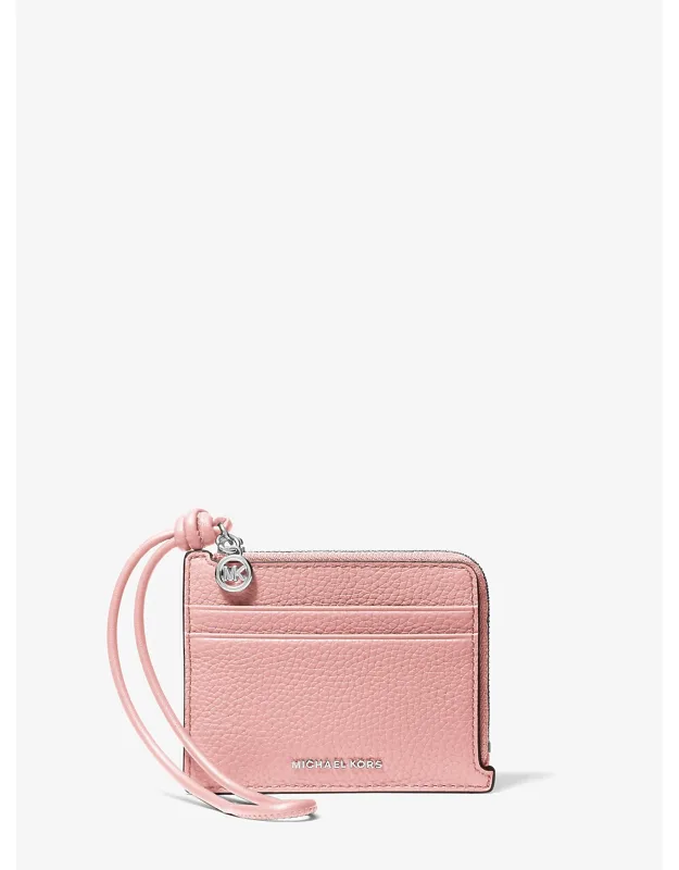 Pebbled Leather Card Case Wristlet