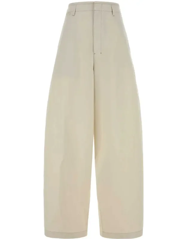 Ivory Cotton Wide-leg Pants