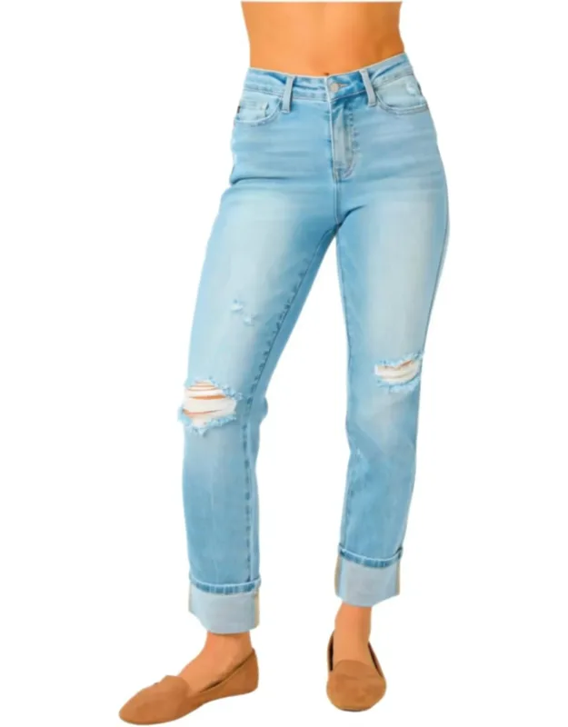 Mid Rise Star Pocket Boyfriend Jeans