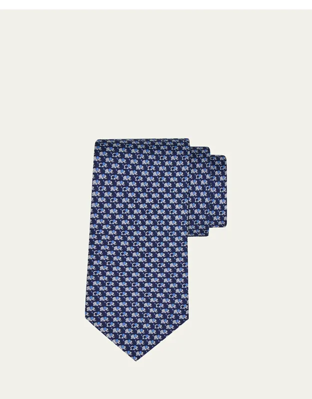 Gancio-elephant Silk Tie