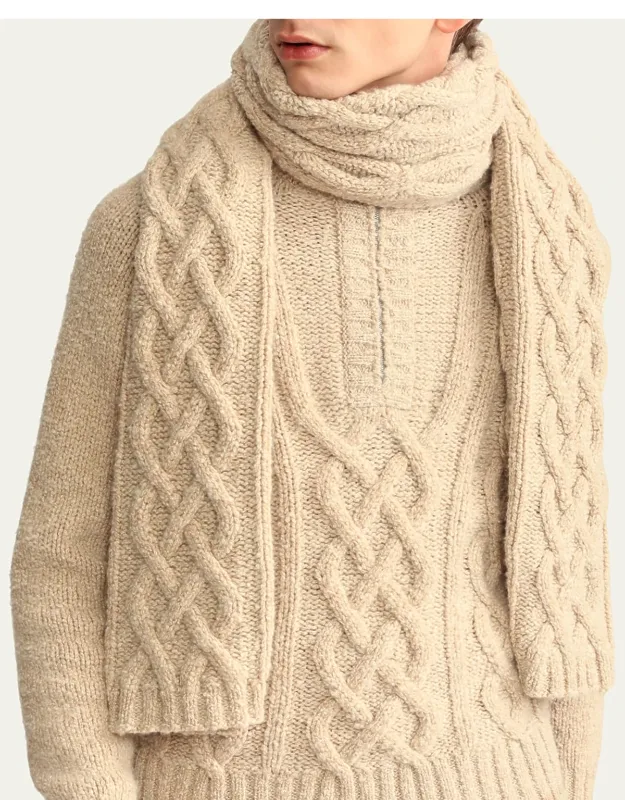 Cable-knit Cashmere Scarf