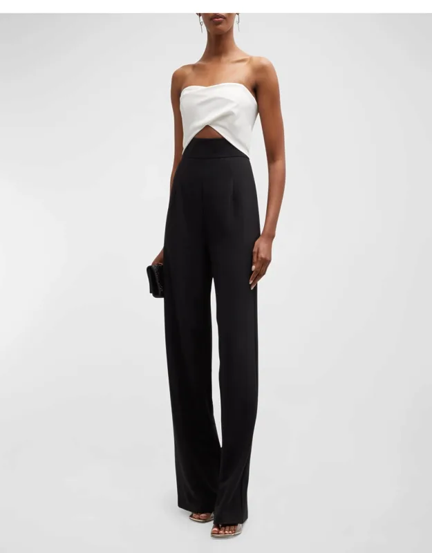 Two-tone Strapless Cutout Jumpsuit