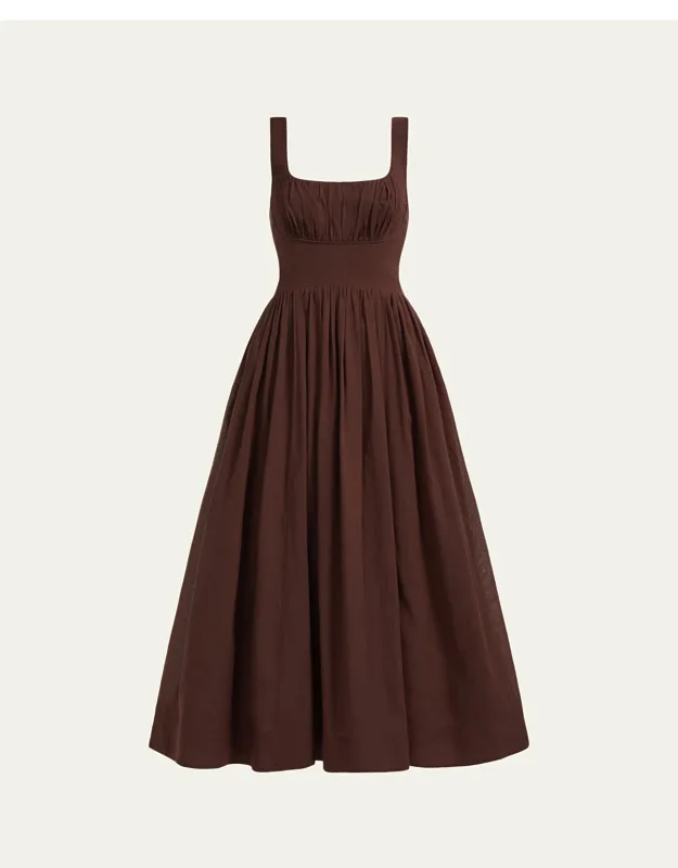 Gathered Poplin Maxi Dress