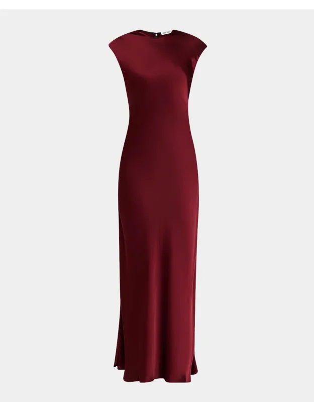 Cap-sleeve Bias Viscose Satin Maxi Dress