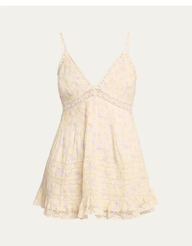 Alonna Mini Dress With Adjustable Spaghetti Straps And Lace Trim