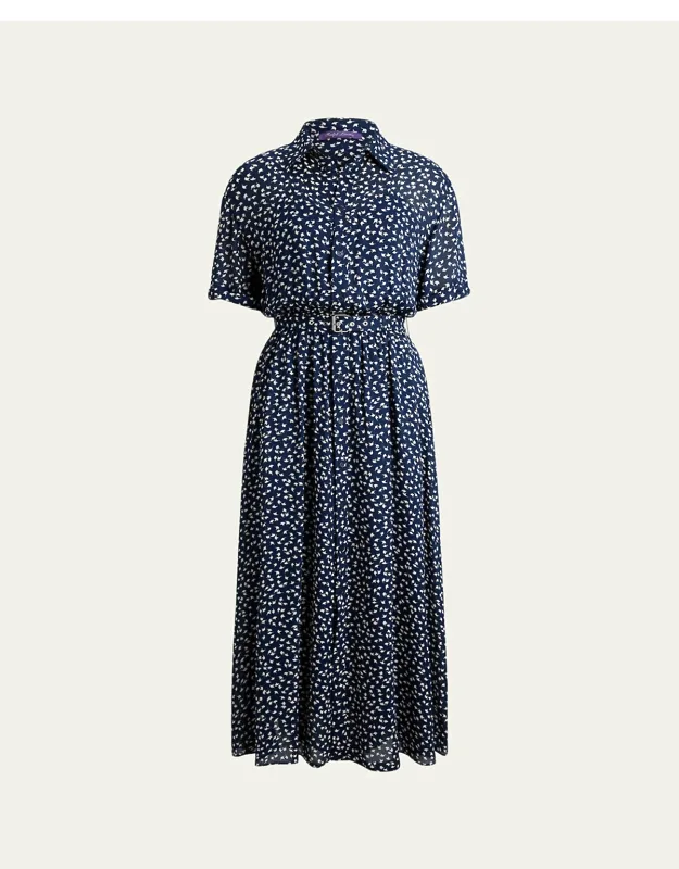 Wave Geo-print Midi Shirtdress