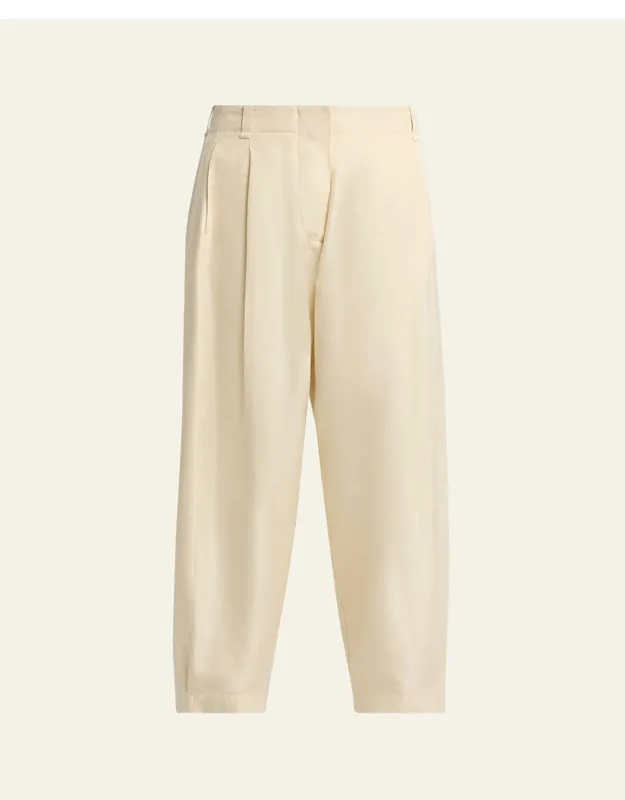 Pleated Wide-leg Silk Pants