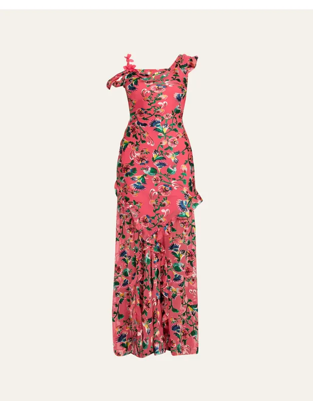 Floral Silk Chiffon Maxi Dress