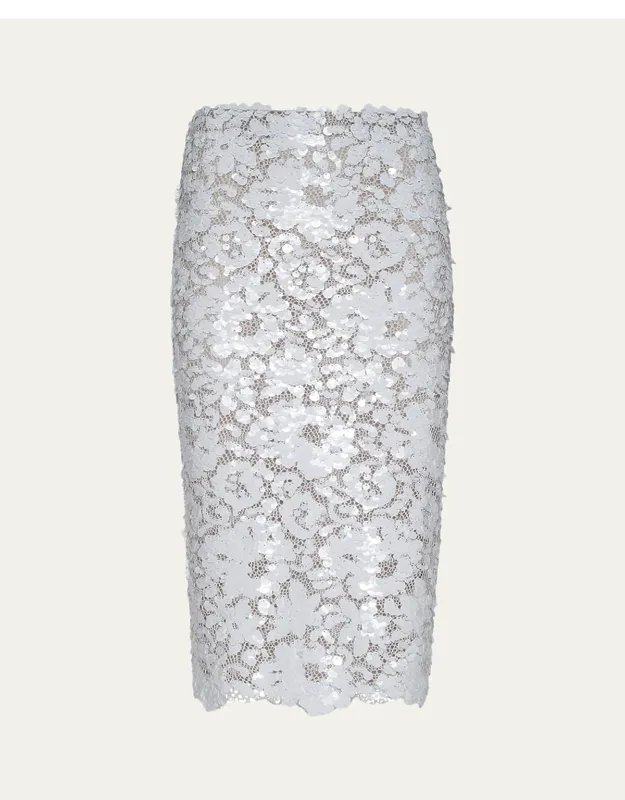 Sequined Lace Pencil Skirt