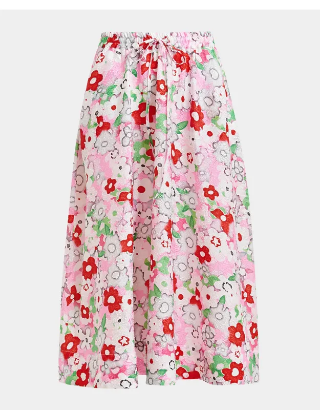 Floral Jacquard Midi Skirt
