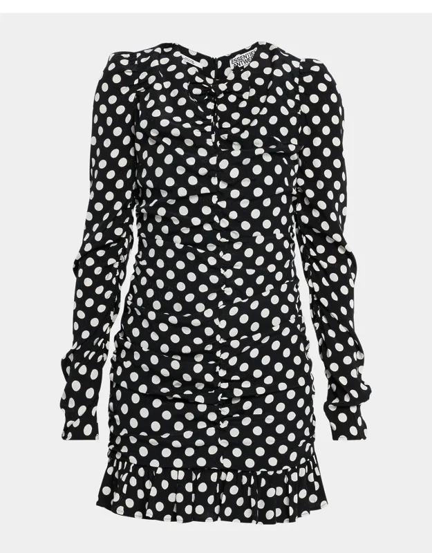 Ruched Polka Dot Mini Dress