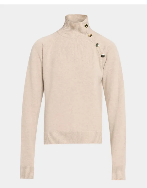 Button-shoulder Cashmere Turtleneck Sweater
