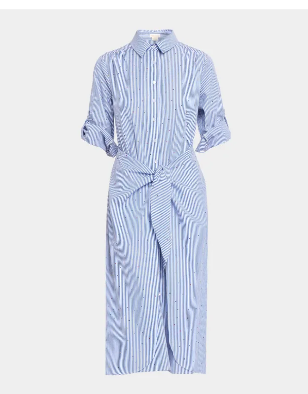 Striped Belted Midi Shirtdress