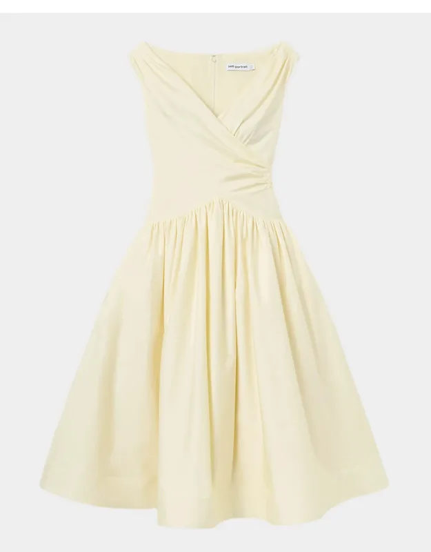 Gathered Cotton Midi Dress