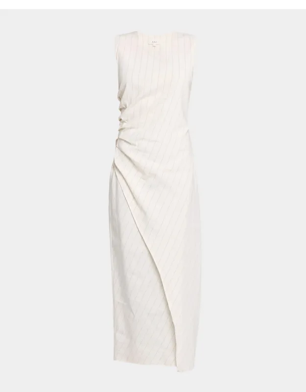 Pinstripe Linen-blend Tank Dress