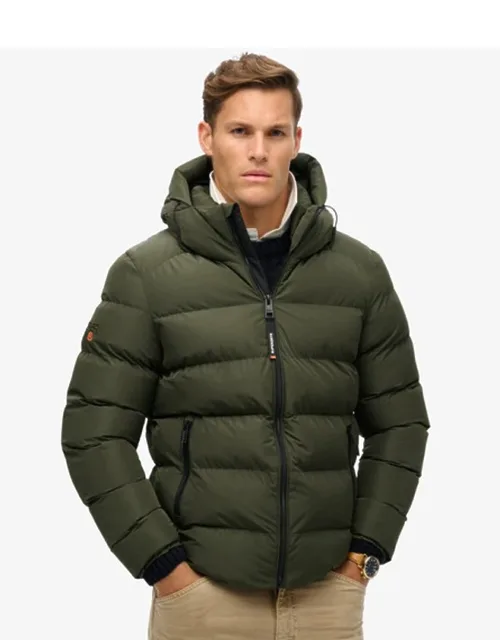 Superdry Hooded Sports Puffer Jacket With Bungee Cord Hood And Zip Fastening