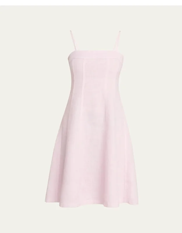 Seamed Linen Midi Dress
