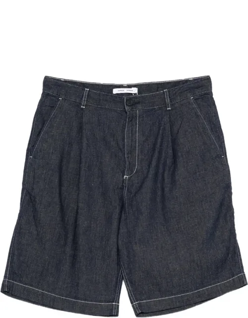 Pleated Contrast-stitch Shorts