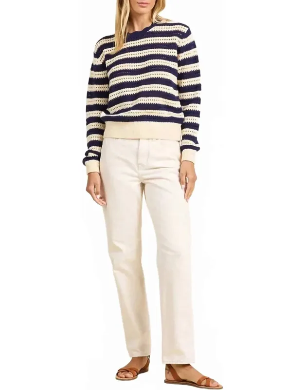 Lightweight Sweater In Crisp Stripes