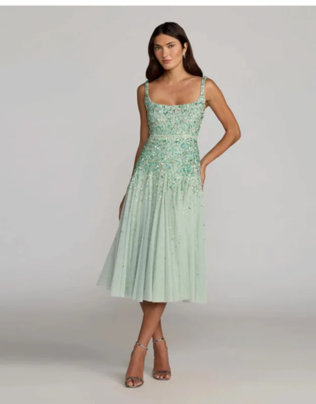 Beaded Sleeveless Scoop Neck Midi Dress