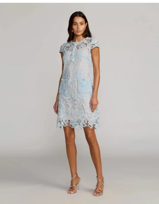 Lace Button Front Mini Dress