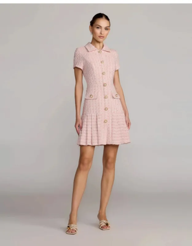 Boucl Button Front Mini Dress