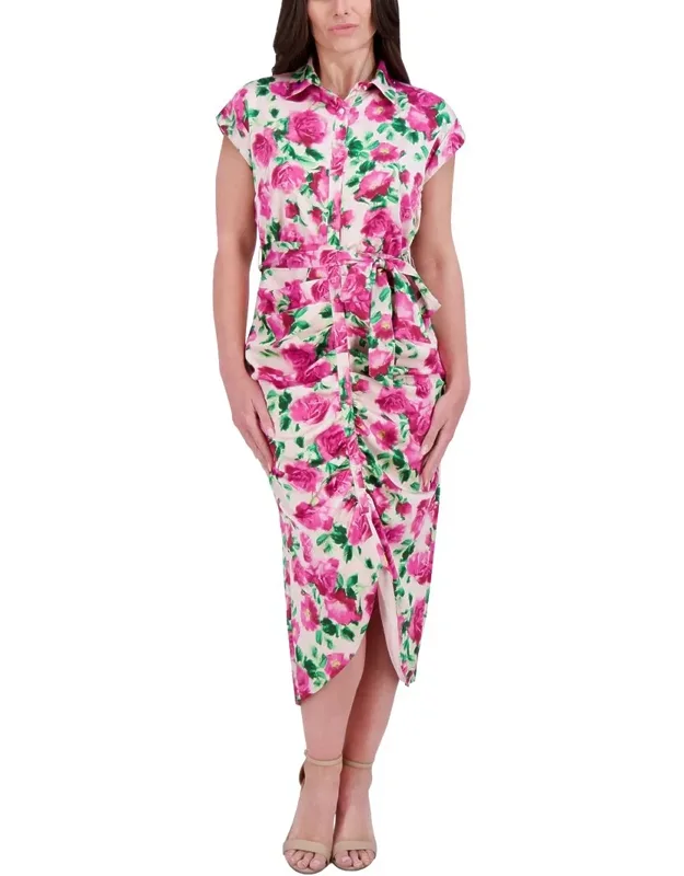 Printed Charmeuse Midi Dress