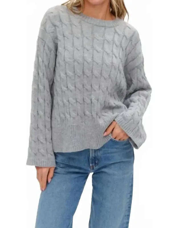 Cable Knit Side Slit Sweater