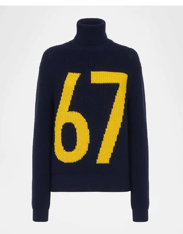 Turtleneck Intarsia Knit Cotton-silk Sweater