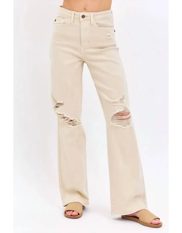 High Waist Distressed Flare Jeans