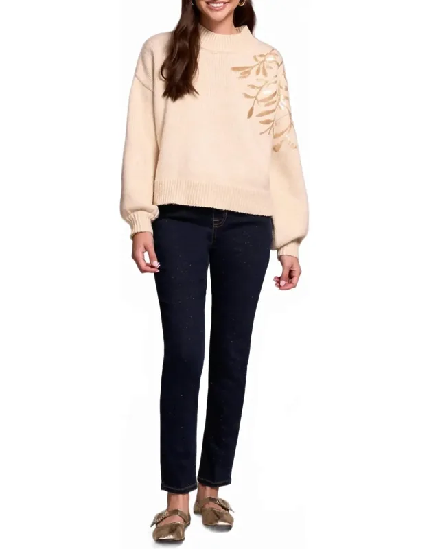 Mock Neck Sweater With Sequins