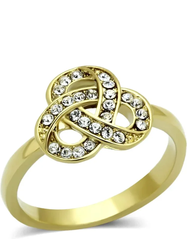Gold Stainless Steel Ring With Top Grade Crystal