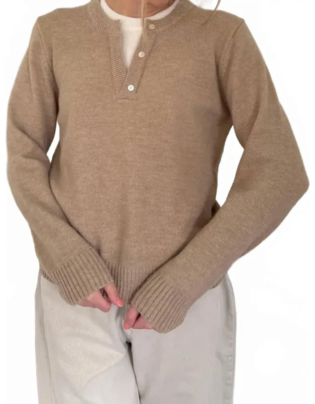 Knit Pullover Button Detail Sweater Top