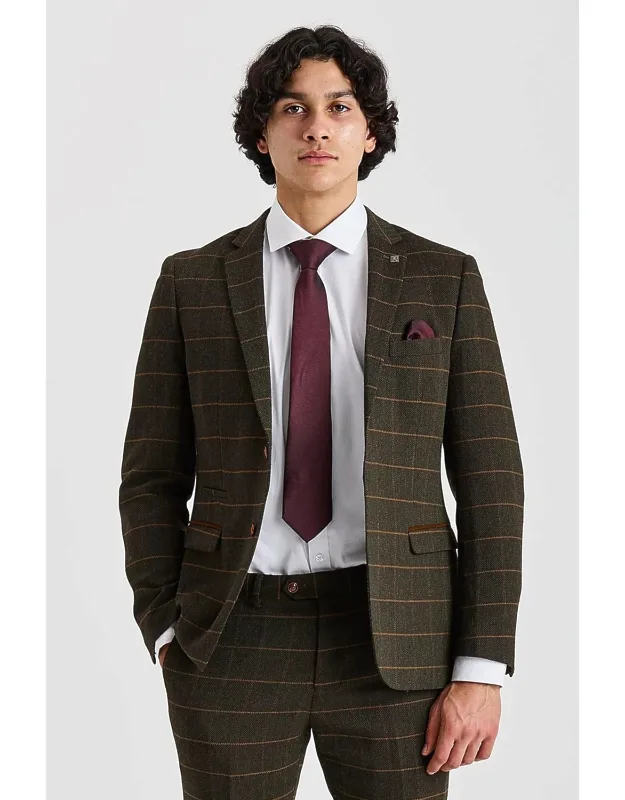 Tweed Herringbone Check Wool Blend Sport Coat