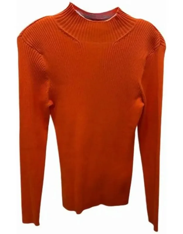 Ribbed Knit Mock Turtleneck Sweater