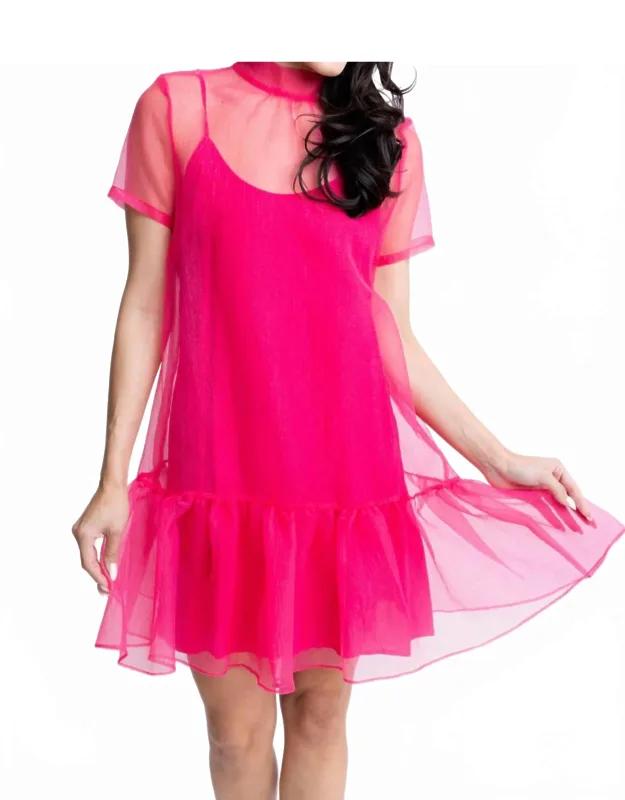 Solid Organza Mock Bow Dress