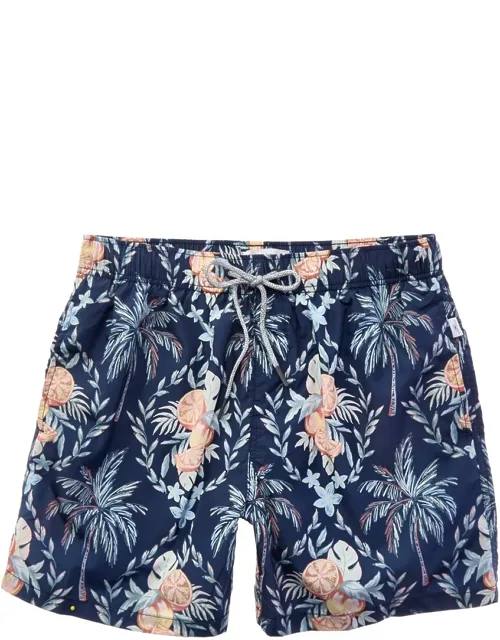 Summer Swim Short With Elastic Drawstring Waist And Side Seam Pockets