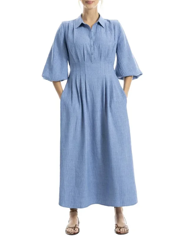 Front Pleat Midi Dress