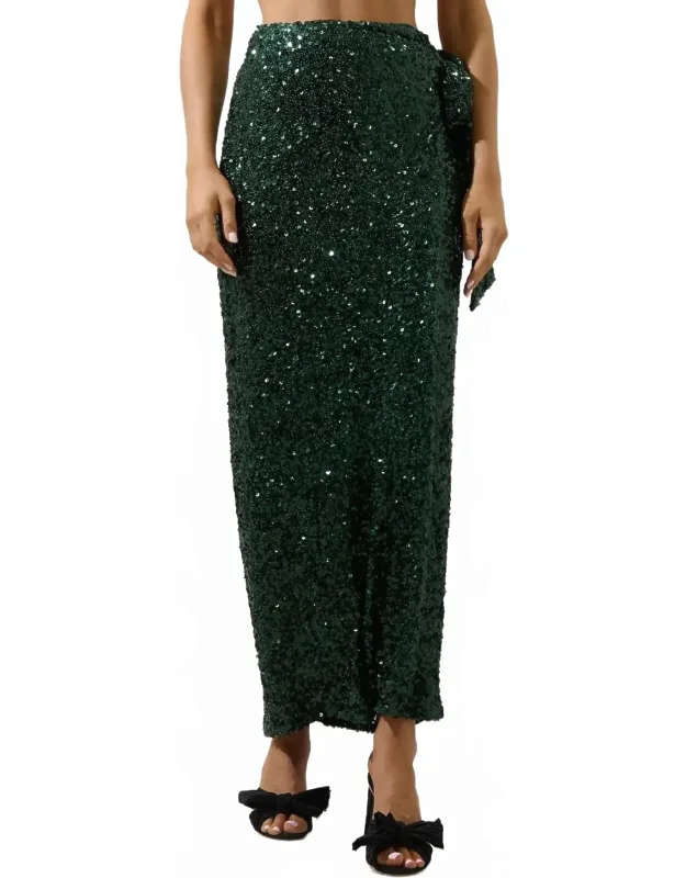Sequin Wrap Maxi Skirt