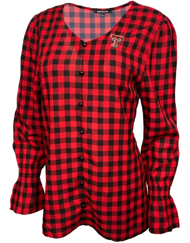 Texas Tech Jones Check Blouse