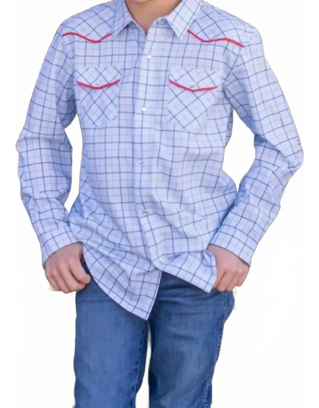 Tattersall Pearl Snap Long Sleeve Shirt