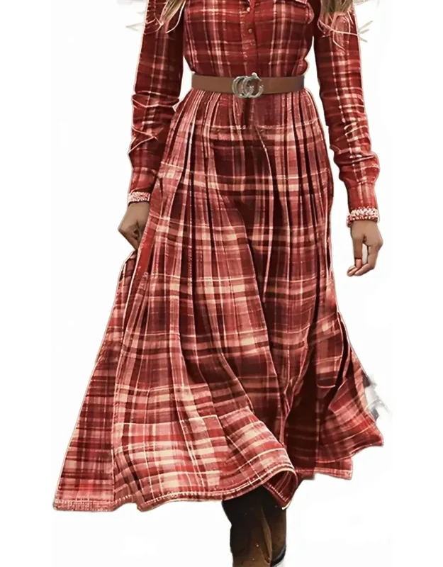 Country Cutie V-neck Long Sleeve Dress