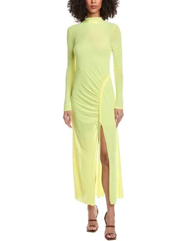 Mesh Fitted Bias Tab Slit Dress