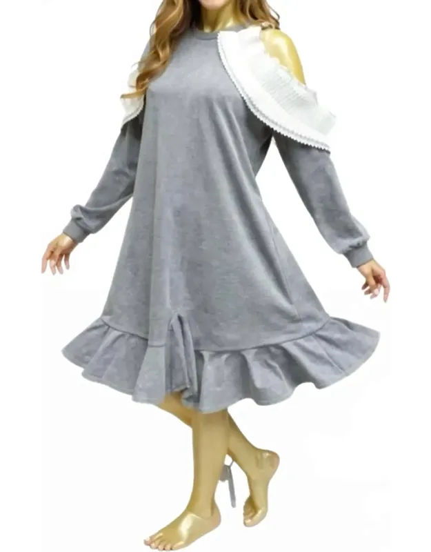 Ruffle Hem Sweater Midi Dress