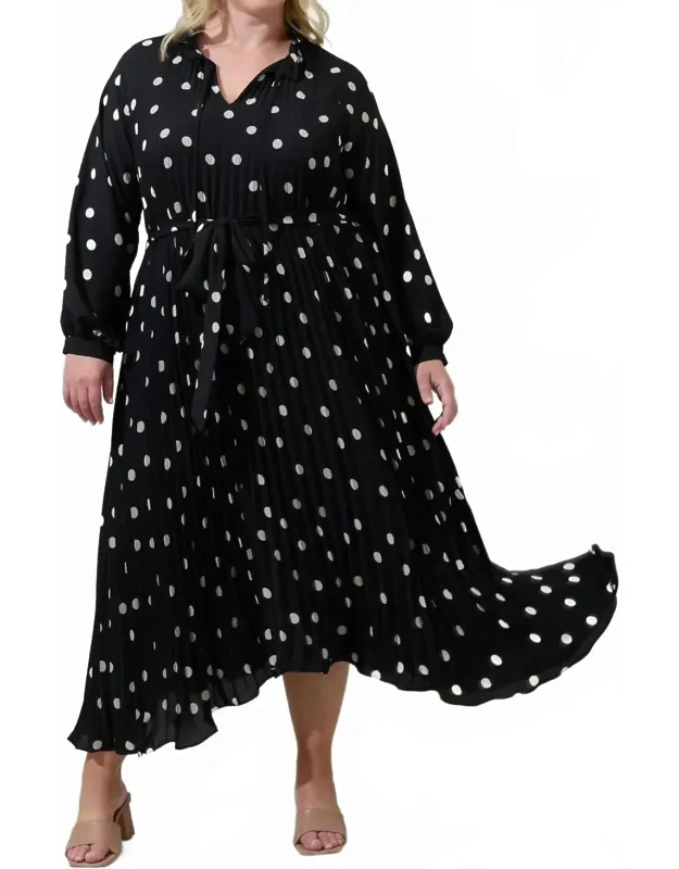 Polka Dot A-line Midi Dress