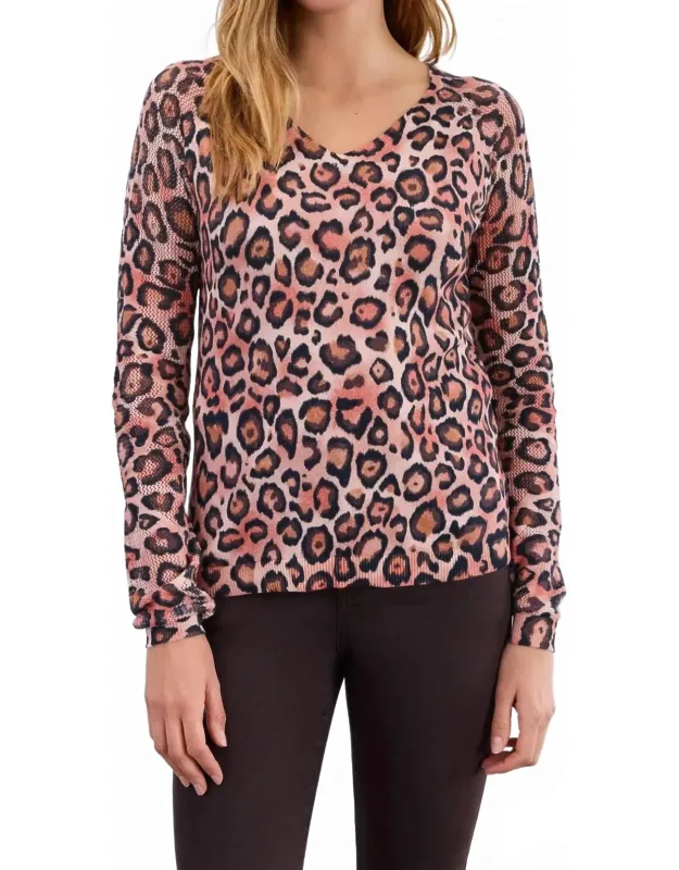 V-neck Pointelle-sleeve Sweater