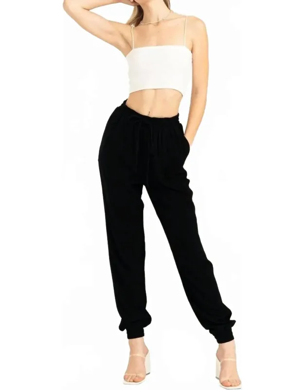 Anytime Linen Drawstring Jogger Pants